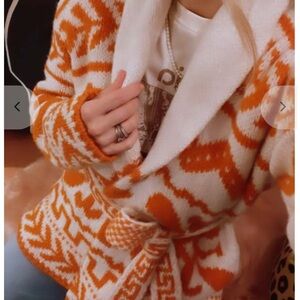 MOTHER Alpaca Orange and Cream Knit Cardigan size M ⭐️⭐️⭐️⭐️⭐️NEW
